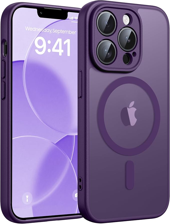 FNTCASE for iPhone 13 Pro Max Case, Fit for Magsafe, Full Camera Protection | Translucent Matte Magnetic Phone Back, 14FT Military Grade Drop Proof, Slim Shockproof Protective Cover, Purple by FNTCASE