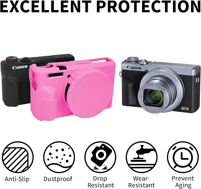 Easy Hood Camera Case Cover for Canon Powershot G7X Mark III (Rosy Pink) | With Removable Lens Cover,Soft Silicone Protective Case,Anti-Scratch,Slim Fit,Enhanced Grip,Lightweight Camera Accessories - Image 2