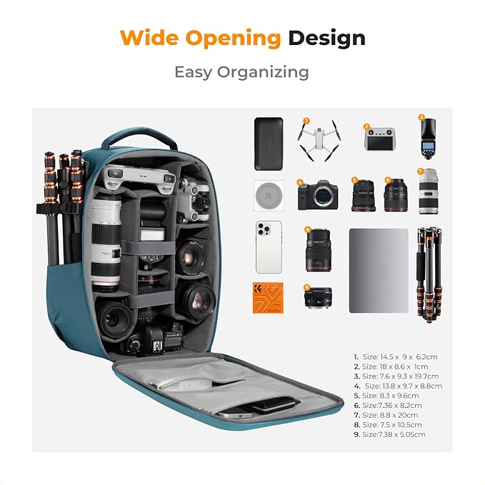 K&F CONCEPT Camera Backpack,Hardshell Photography DSLR Camera Bag | 15-15.6 Inch Laptop Compartment, Waterproof, Hard Shell Camera Case, Compatible with Canon/Nikon/Sony/DJI Mavic Drone, B07 - Image 2