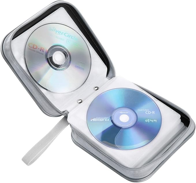 Siveit CD/DVD Cases 40 Capacity Disc Storage Binder for Car(Black) | Holders Wallet Hard Plastic CD/DVD Case for Car Home Office Travel - Image 5