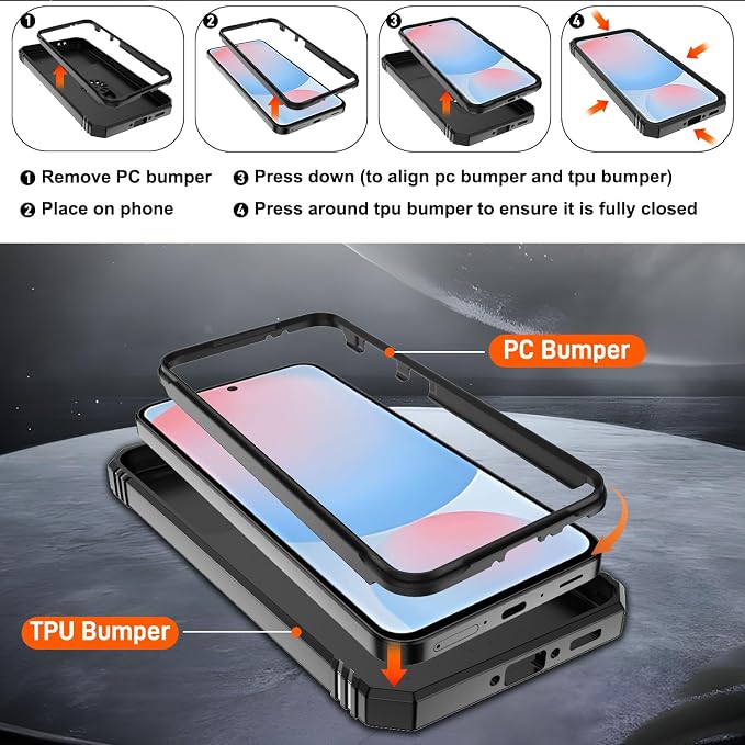 Gritup for Samsung A56 Case: A56 Samsung Phone Case with 2*Screen Protector, Magnetic Stand & Slide Camera Cover, Shock Proof Military-Grade Funda para A 56 Case Cover, Black - Image 3