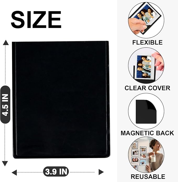 30 Pack Magnetic Picture Frame for Polaroid I-Type/Wide Camera Film | Fridge Magnetic Photo Frames for Polaroid I-Type/Now/Now+/Fujifilm Instax Wide/Wide 300/400 Instant Film Camera Films, Black - Image 2