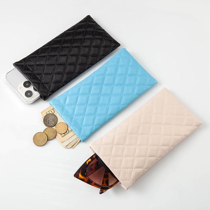 TRIUMPH VISION Eyeglass Case Glasses Case Soft Sunglass Pouch Sleeve 3 Pack | Slim Lightweight Alternative to Bulky Case, Leather Lined Protect Lens, Squeeze Easy to Use, Stylish Portable for Daily Use - Image 5