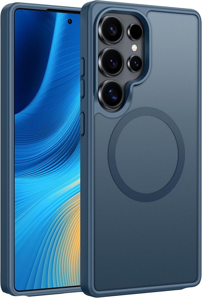 FNTCASE for Samsung Galaxy S25-Ultra Case: Magnetic Translucent Blue Cover | Fit for MagSafe, Slim Matte Shockproof Protective Cases, Full Camera Protection, 14FT Military Grade Drop Tested by FNTCASE