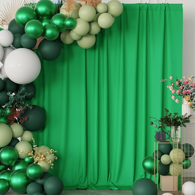 10x7FT Green Backdrop Curtains for Parties, 5x7FT 2 Panels | Wrinkle Resistant Fabric Drapes for Photography Birthday Wedding Background Decorations Easy Hang Multipurpose Use - Image 5