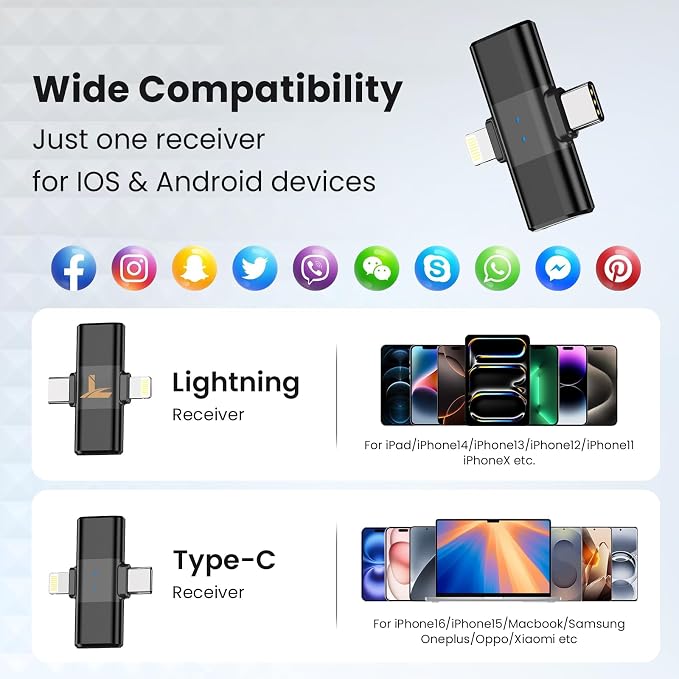 Wireless Lavalier Microphone for iPhone, Noise Cancelling | Crystal clear audio with noise reduction, plug and play with Lightning connector, perfect for TikTok and vlog - Image 4