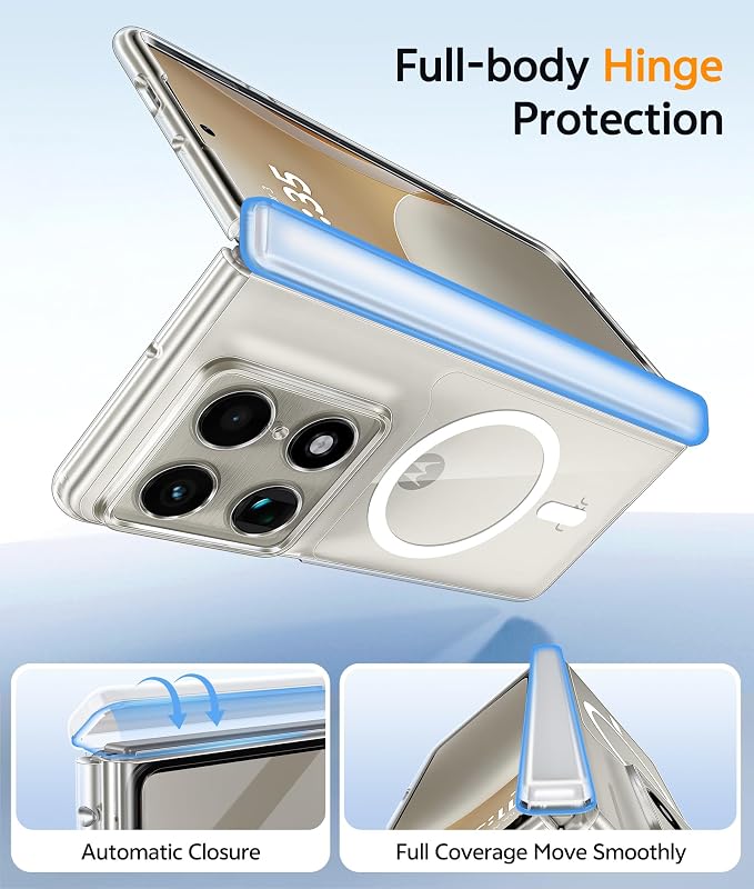 FNTCASE for Motorola Razr Fold Case, Fit for Magsafe, Hinge Protection | Anti Yellowing Magnetic Back, 18FT Military Grade Drop Proof, Protective Phone Cover, Transparent - Image 4