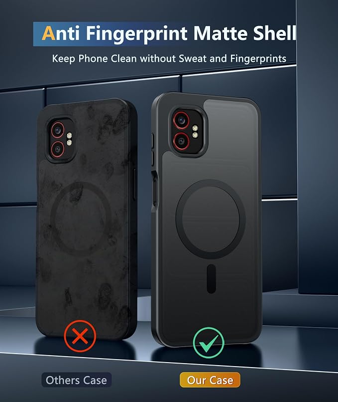 FNTCASE for Samsung Galaxy XCover7/6 Pro Case, Fit for Magsafe, Black | Screen Protector, Translucent Matte Magnetic Back, 14FT Military Grade Drop Protection, Shockproof Protective Phone Cover - Image 6