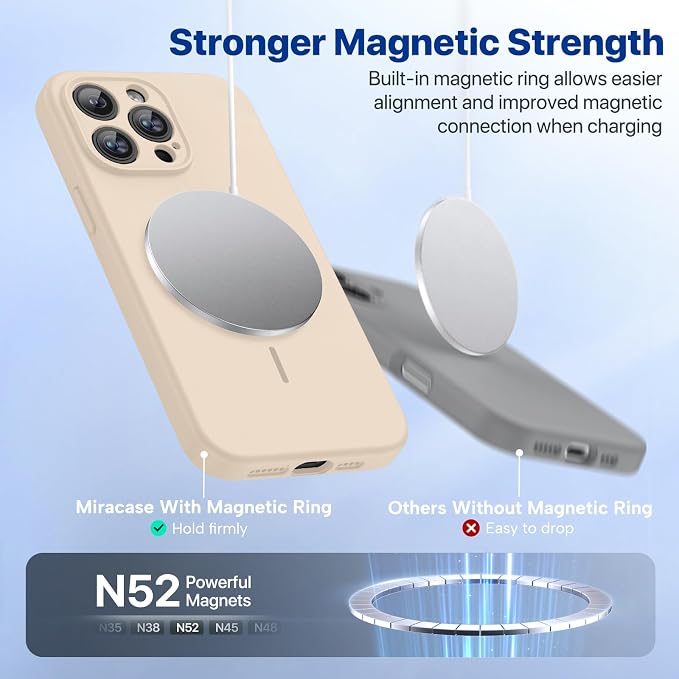 miracase Magnetic for iPhone 14 Pro Max Case, [Soft Anti-Scratch Microfiber Lining], Compatible with MagSafe, Silicone Shockproof Protection Phone Case for iPhone 14 Pro Max,Sand - Image 5