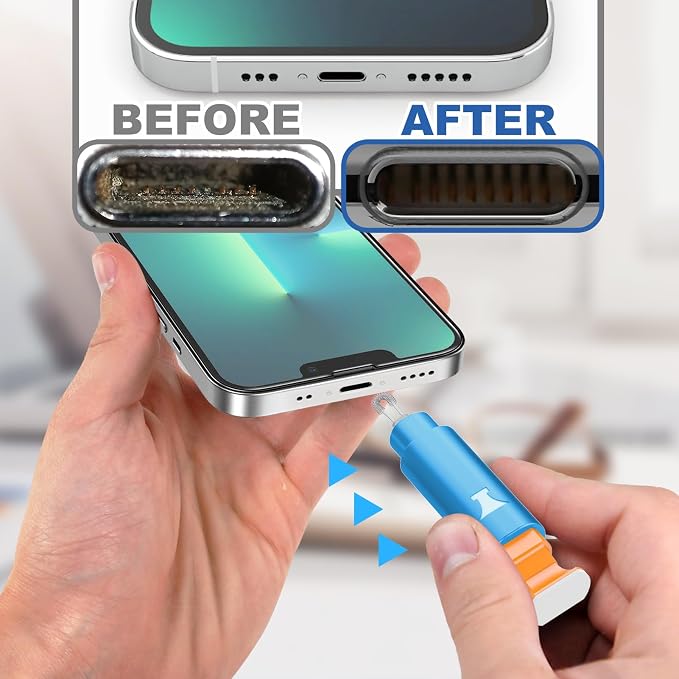 iPhone Cleaning Kit for Charging Port Cleaner AirPod Phone, Light Blue | Multi-Tool, iPhone Cleaner, Repair Lightning Cable USB C Speaker Charger iPad Connector, Compact Portable, with Storage Case - Image 4