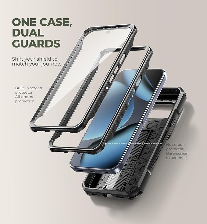 Dexnor for Google Pixel 11/11 Pro Case with Kickstand & Slide Camera Cover & 2 Front Frames & Built-in Screen Protector, Full-Body Shockproof Protective Cover Heavy-Duty Rugged Case,Black(2026) - Image 3