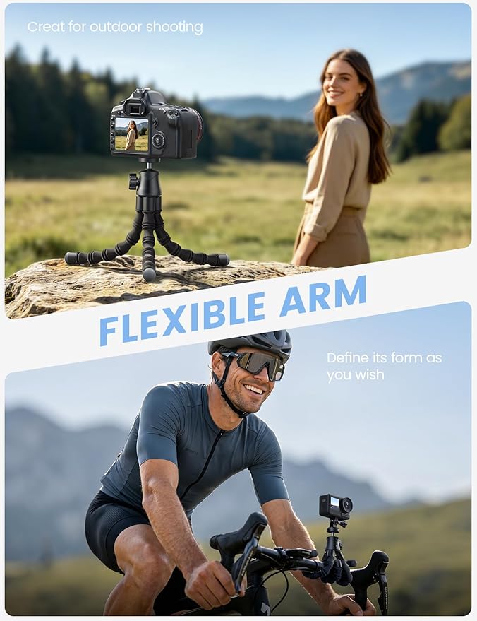 Lamicall Tripod for iPhone with Wireless Remote for iPhone Gopro Camera | Ultra-Stable, Mini Flexible Phone Stand for Recording with 1/4'' Screw, Cold Shoe for Pocket 3/4 fit Travel Content Creation - Image 4