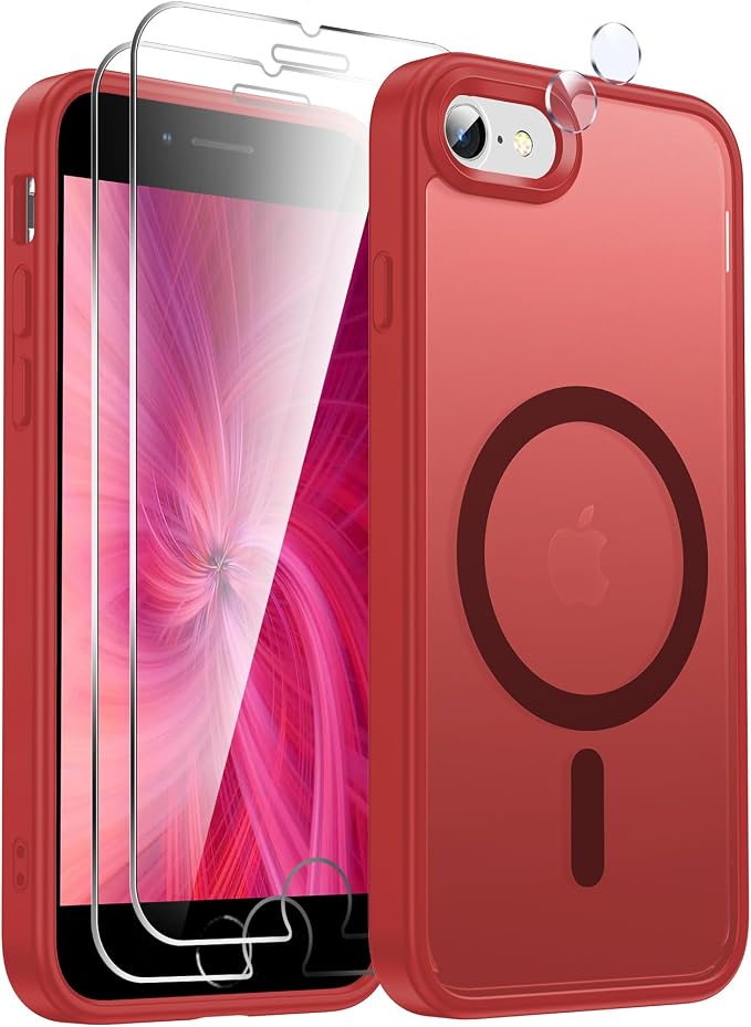 LeYi for iPhone SE Case Red 2022 (3rd Generation)/2020 (2nd) iPhone-8/7 Cases[ Screen Protector X2+ Camera Cover X2] i Phone SE3 SE2 Gen for MagSafe Magnetic Protective Cover iPhone8/7 SE 3/2, Red - Image 7