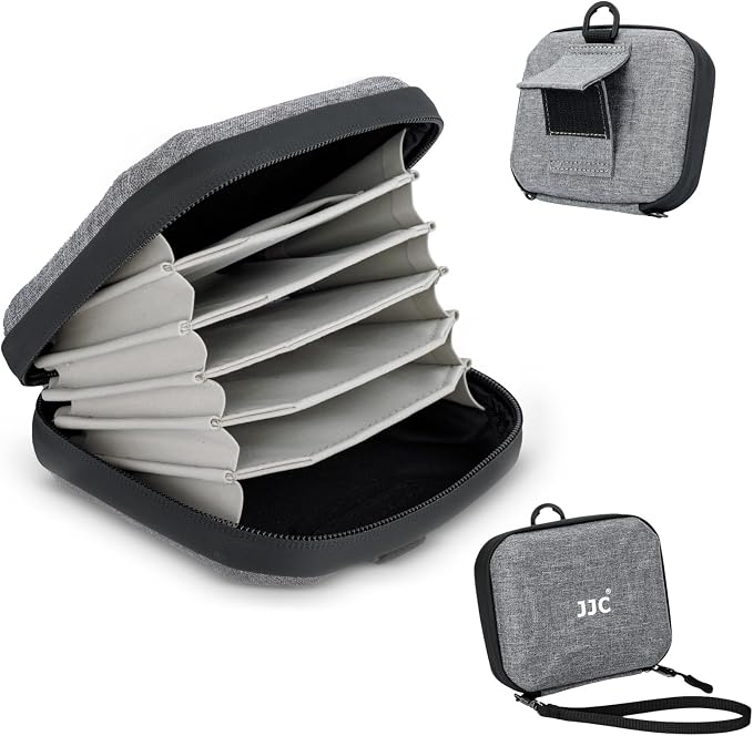 Durable Hard Shell Lens Filter Case Up to 95mm, 4 Lens Filter Holder Bag | with Belt Loop and Wrist Strap, Camera Lens Filter Storage Case Carrying Pouch for Filter Round Filter ND UV CPL by JJC