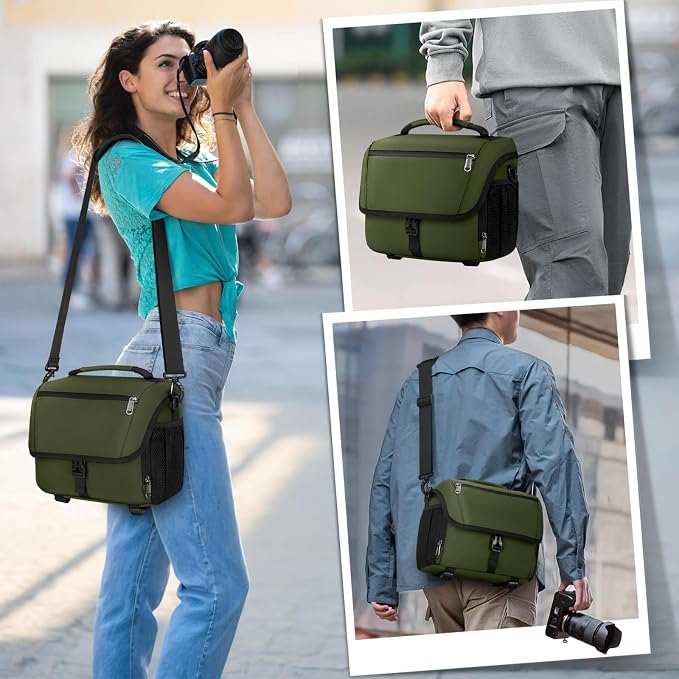 RAINSMORE Camera Bag, DSLR SLR Mirrorless Camera Case for Photographer | Waterproof Camera Sling Bag with Rain Cover & Tripod Holder Soft Padded Crossbody Camera Bag for Sony Canon Nikon Fujifilm - Image 7