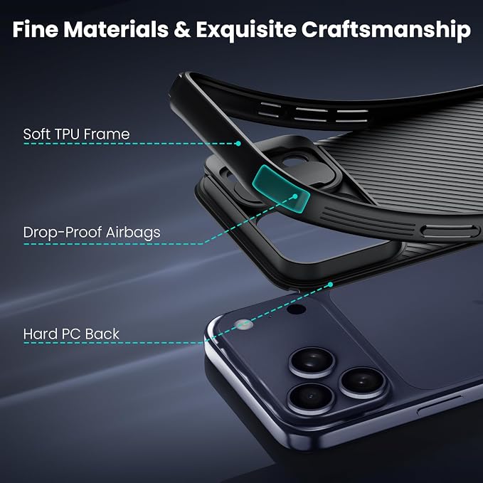 Nillkin for iPhone 17 Pro Case with Slide Camera Cover & Thin Slim Fit | Shockproof Protective | Protector Privacy | Phone Case Camera Lens Protector, Black - Image 8