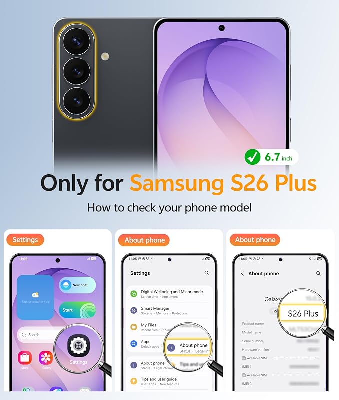 FNTCASE for Samsung Galaxy S26 Plus Case, Fit for Magsafe, Screen Protector | Full Camera Protection, Translucent Matte, 14FT Military Grade Drop Proof, Shockproof Protective Phone Cover, Black - Image 2