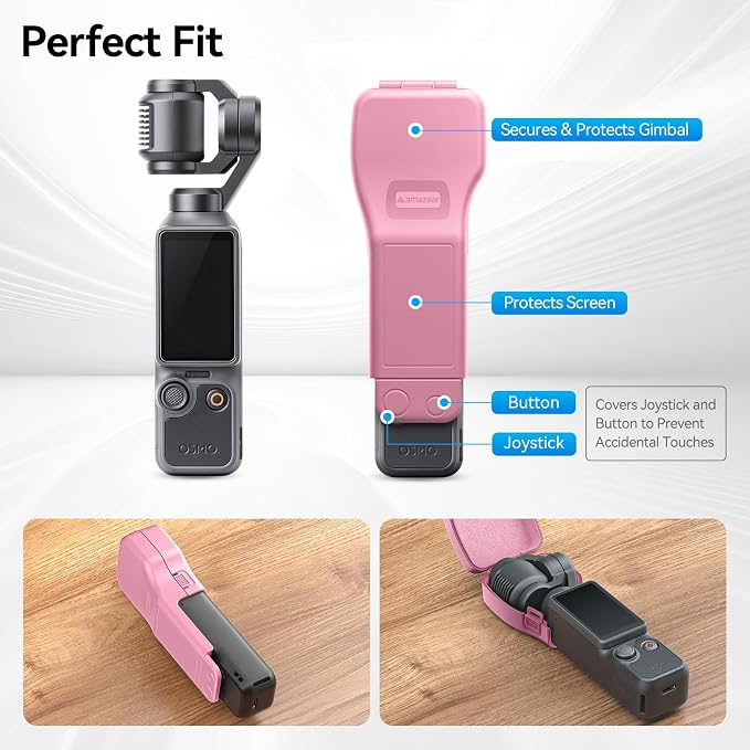 AMAZEAR Gimbal Screen Protective Cover for DJI OSMO Pocket 4/3/Xtra Muse, Pocket4 Accessories Portable Lens Cap Hard Case with Soft Lining for Carry/Protection/Storage, Quick Open/Close, Pink - Image 2