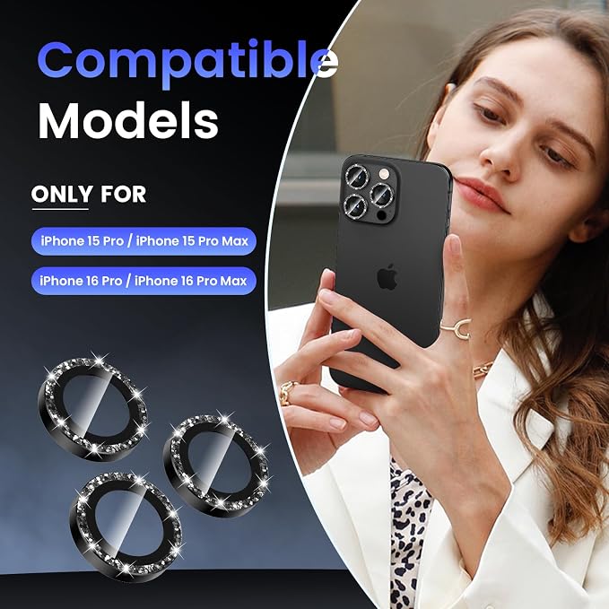Tensea Camera Lens Protector Compatible for iPhone 17 Pro Max/17 Pro/15 Pro Max/15 Pro/16 Pro Max/16 Pro/14 Pro Max/14 Pro, Metal Tempered Glass Cover Camera Screen Protector Accessories,Case Friendly - Image 2