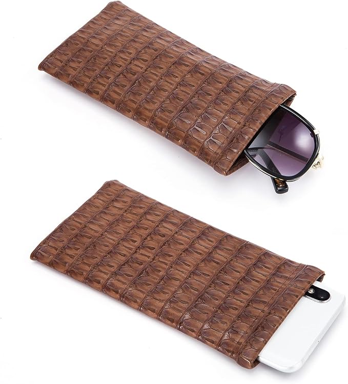 TRIUMPH VISION Eyeglass Case Glasses Case Soft Sunglass Pouch Sleeve 3 Pack | Slim Lightweight Alternative to Bulky Case, Leather Lined Protect Lens, Squeeze Easy to Use, Stylish Portable for Daily Use - Image 3