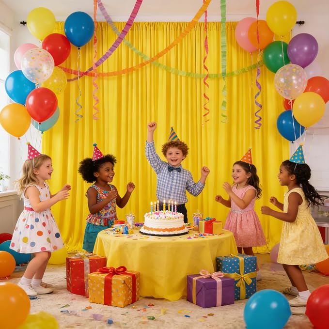 10ft x 10ft Yellow Backdrop Curtains for Parties, Polyester Fabric Backdrop Drapes with Rod Pockets for Weddings, Birthday, Photography, Mother's Day, Graduation Party Background Curtain, 2 Panels - Image 6