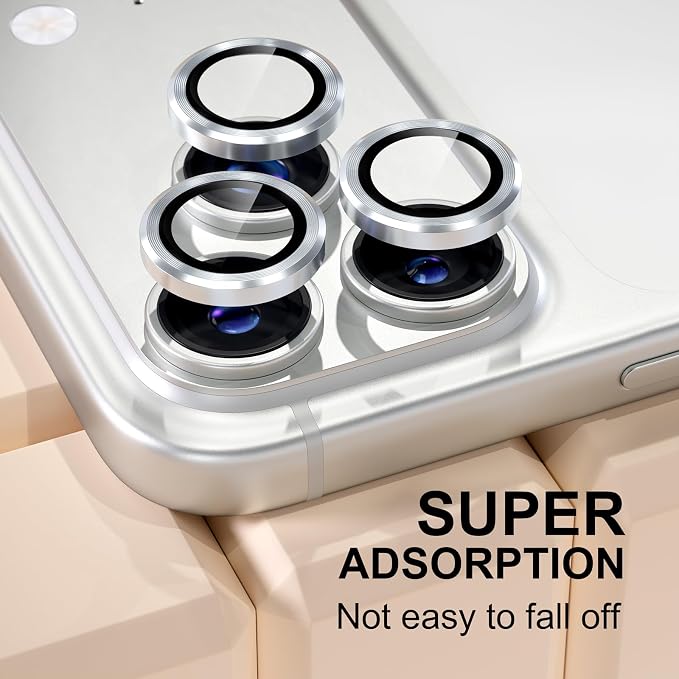 Misea Compatible for iPhone 17 Pro/iPhone 17 Pro Max Camera Lens Protector | 9H Tempered Glass Ultra HD Bling Camera Screen Protector Cover Metal Individual Ring Decoration Accessories, Silver - Image 6