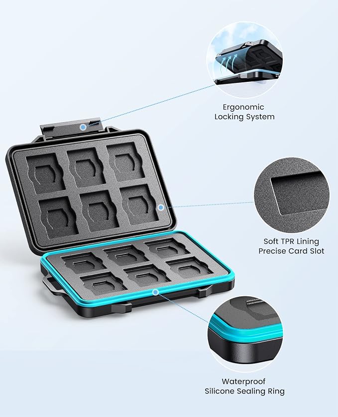 ORICO 24 Slots SD Card Case Holder Water Resistant & Anti-Shock Memory Card Case for SD/Micro SD SDXC SDHC TF Card Carrying Storage Organizer Protector Cover with Labels&Carabiner - Image 3