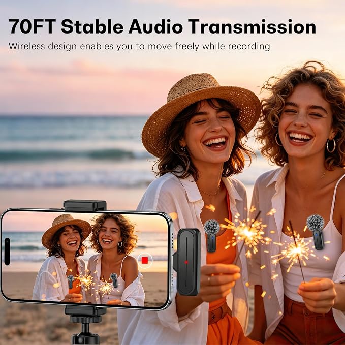 MAYBESTA Wireless Mini Microphone for iPhone Android Phone - Bluetooth Lapel Microphones with Charging Case for Video Recording - 2 Clip on Content Creator Mics for Tiktok YouTube Vlog - Image 5