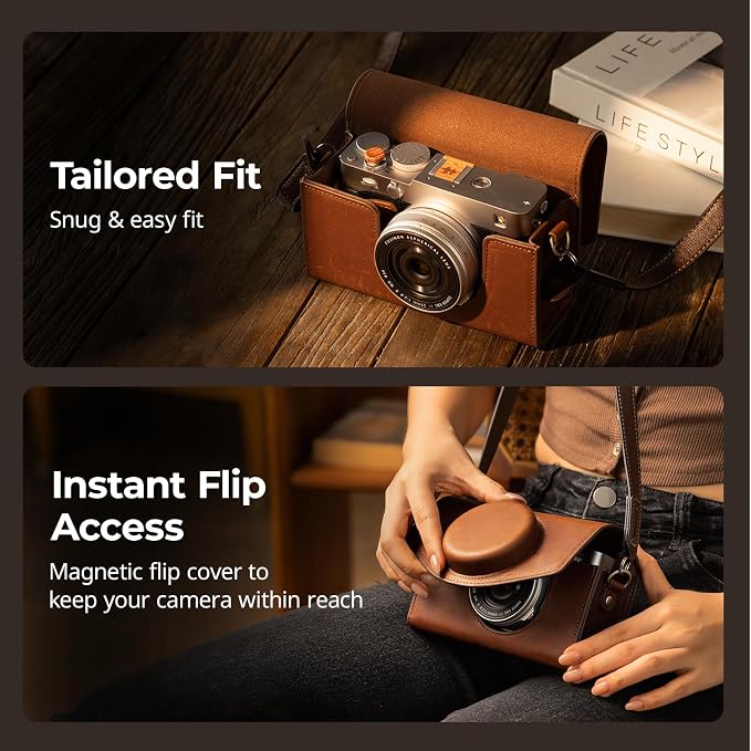 SmallRig Leather Case Bag for FUJIFILM X-E5 / X100VI, for Ricoh GR IV/GR III, Carrying Case with Magnetic Closure, Protective Pouch, Compact Storage Bag, Crossbody Bag, Shoulder Strap, Brown-5986 - Image 3