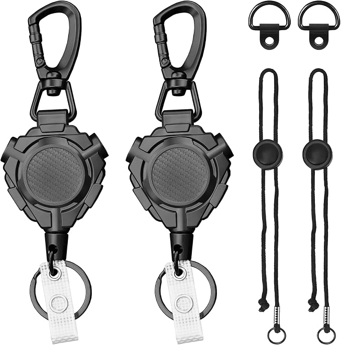 CB Mic Holder Retractable Microphone Keeper Heavy Duty CB Radio Retractable Hanger Tether, 32" Stainless Steel Cord (2 PCS) by EzcoraDollClothes
