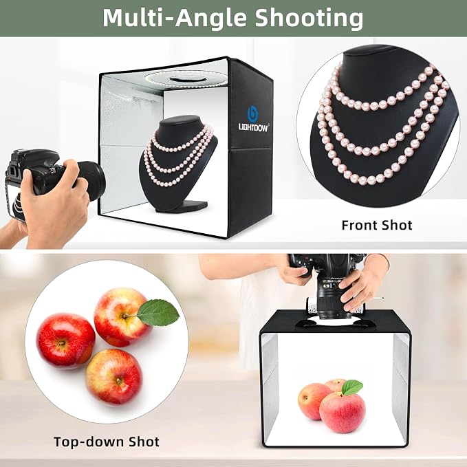 Lightdow 10"x10"x10" Photo Studio Light Box Photography with 96 LEDs (CRI>95), 6 Backdrops - Portable/Dimmable/Versatile Folding Shooting Tents for Toys/Jewelry/Watches/Cosmetics Photography - Image 5
