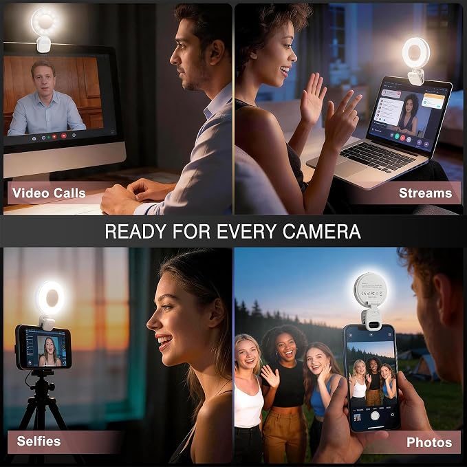 Clip on Ring Light, Stepless Dial Control Selfie Light for iPhone Phone, Rechargeable Portable LED Phone Light for Women, Girls, Makeup, Selfies, Video, Live Streaming, Online Meetings - Image 5