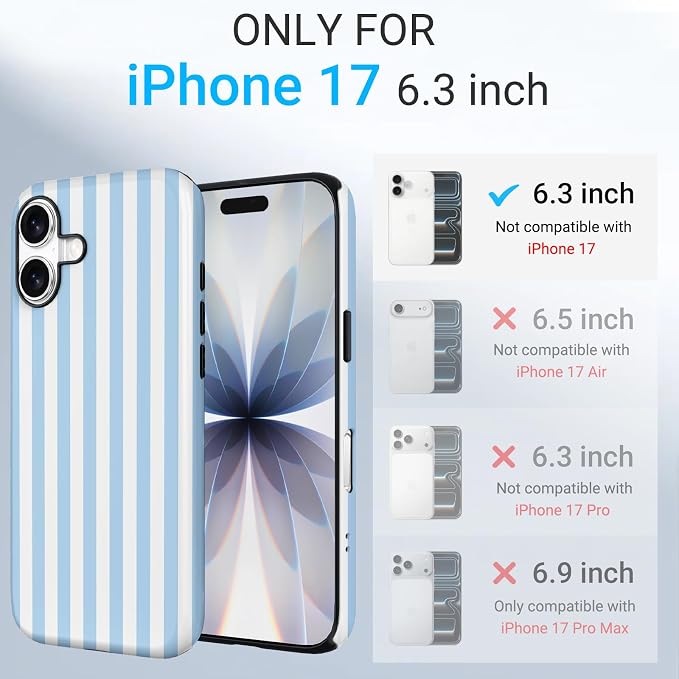 TPU Phone Case for iPhone 17, MagSafe Wireless Charging Compatible, Shockproof Slim Fit Protective Cover with Anti-Yellowing & Raised Camera Protection (Blue Stripe, iPhone 17(6.3")) - Image 2