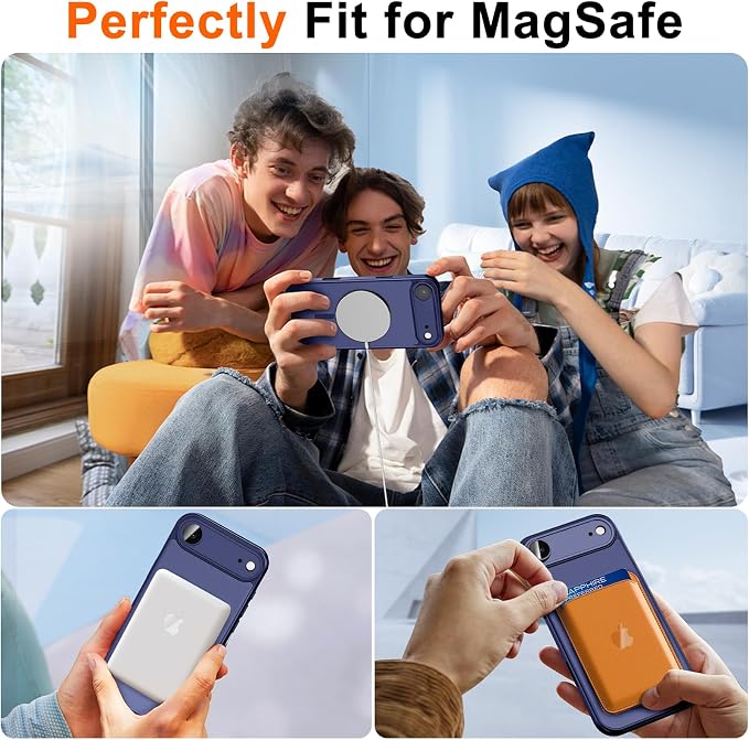 for iPhone Air Case with Privacy Screen Protector, Blue | Full Camera Protector, Magnetic, Compatible with MagSafe, Translucent Matte Shockproof Phone Cover for iPhone 17 Air Case - Image 4