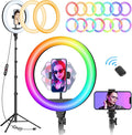 TODI 12" RGB Ring Light with 63" Tripod Stand, 3 CCT Mode and 39 Color Mode Selfie RingLight with Stand, 2-in-1 LED Ring Light with Selfie Remote, for Makeup, Live Stream by TODI