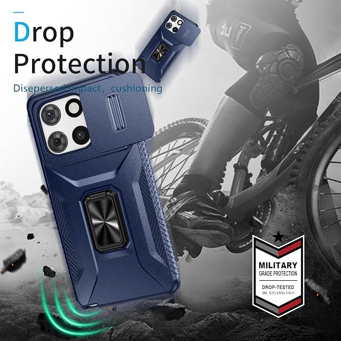 for Moto G Stylus 2025 Case,with Sliding Camera Lens Cover,HD Screen Protector,360° Rotating Kickstand, Military-Grade Shockproof Protective Cover for Motorola G Stylus 5G 2025,Blue - Image 6