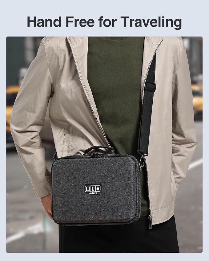 Luxtude Electronic Organizer Travel Case Large, Tech Organizer | Hard Case for Electronics with Shoulder Strap, Fits for iPad (Up to 11’’), Tech Gifts - Image 6