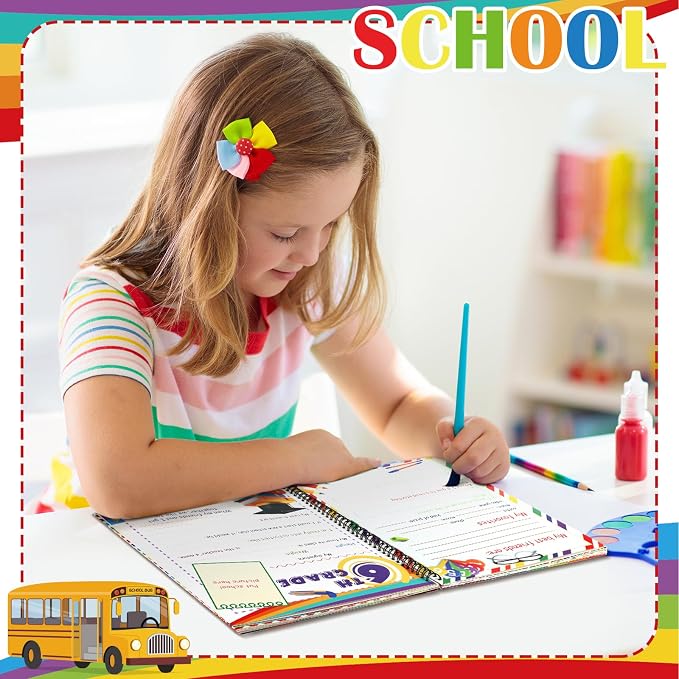 Motipuns School Memory Book Photo Album for Kids, Rainbow | School Years Keepsake Book Album Scrapbook from Preschool Through 12th Grade with 14 Pocket for Storage Portfolio Pictures - Image 5