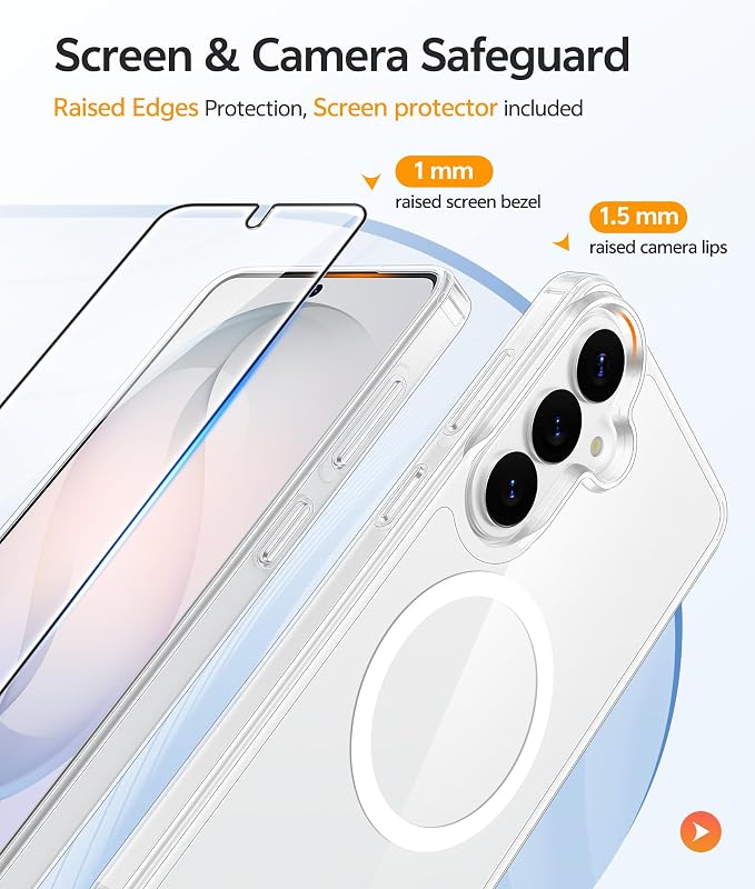 FNTCASE for Samsung Galaxy S26 Case, Fit for Magsafe, with Screen Protector | Clear Anti Yellowing Magnetic Back, 14FT Military Grade Drop Protection, Shockproof Protective Phone Cover, Transparent - Image 4