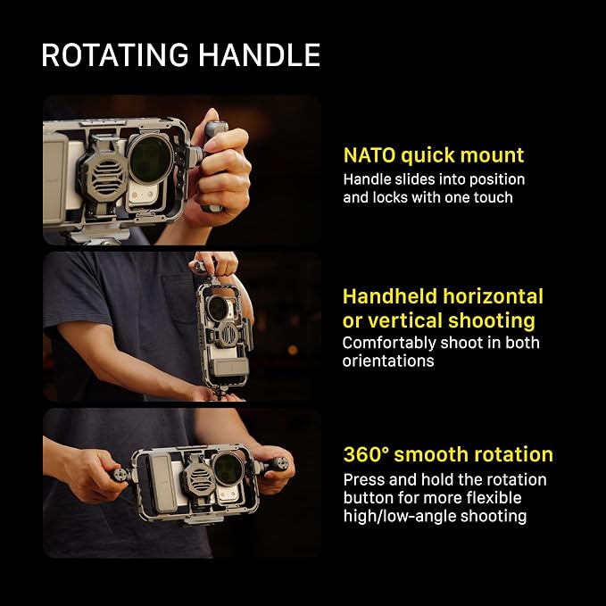 Tilta Khronos Universal Smartphone Case Creator Kit | Adjustable 360 Degree NATO Handle | NATO to ARCA Adapter | 58mm Magnetic Filter Tray | Variable ND Filter | Mobile Filmmaking Cage | Space Gray - Image 4