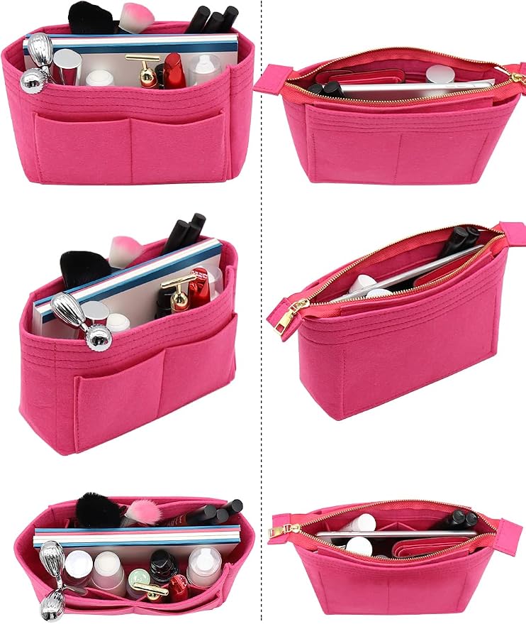 LEXSION Organizer,Bag Organizer,Insert purse organizer with 2 packs in one set fit NeoNoe Noé Series perfectly Rosy - Image 3