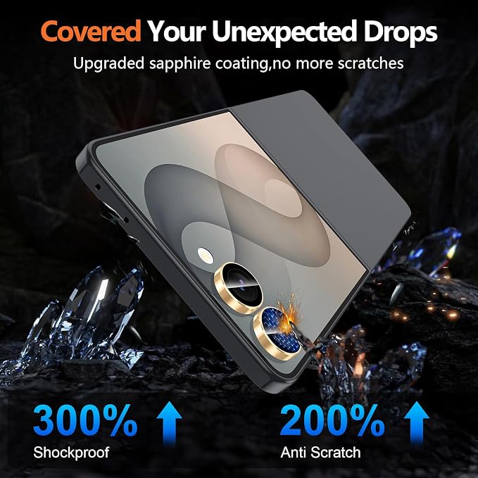 for Samsung Galaxy Z Flip 8 Camera Lens Protector, Individual Metal Ring Tempered Glass Lens Cover, [Strong Adsorption] Scratch Resistant Ultra-Thin HD Clear Lens Cover, 1 Set-Gold Ring - Image 5
