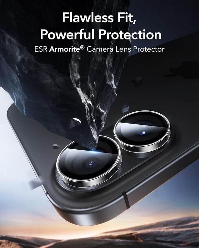 ESR for iPhone 17/16/16 Plus Camera Lens Protector, 1 Pack, Clear | Individual Camera Cover, 9H Tempered Glass, Original Camera Clarity, Scratch-Resistant, Case Friendly - Image 2