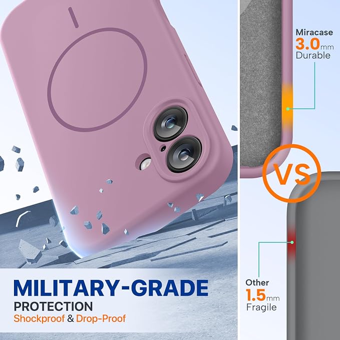 Miracase Silicone & Magnetic for iPhone 16 Case, Blackcurrant | Compatible with MagSafe, Anti-Scratch Microfiber Lining, Liquid Silicone Case Shockproof Drop Protection Phone Case for 16 - Image 2