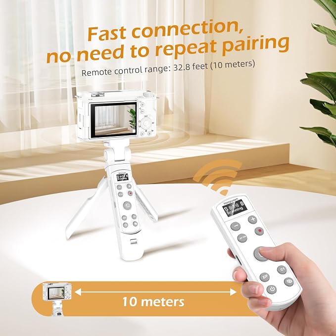 for Sony Tripod Wireless Shooting Grip with Shutter Release - Mini-Tripod with Rechargeable Remote Control for ZV-E10/ZV-E1/ZV-1/ZV-1F/RX100 VII/RX0 II/A6700/A6400/A6600/FX3/FX30, for Vlogging, White - Image 7