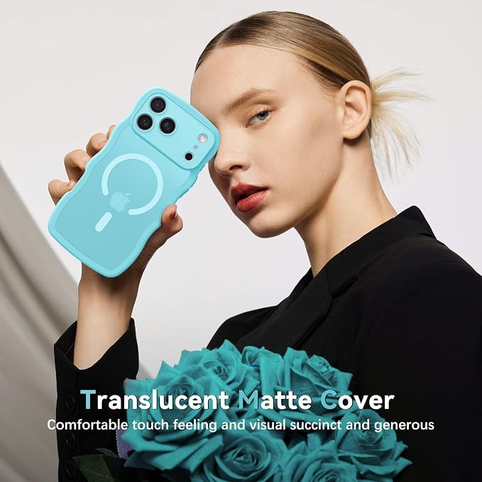 BENTOBEN Magnetic for iPhone 17 Pro Case, Cute Wavy Full Camera Protection [Compatible with MagSafe] Matte Anti-Slip Bumper Women Girls Boys Protective Cover for 17 Pro 6.3", Sky Blue - Image 7