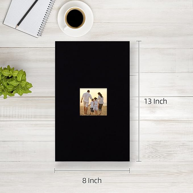 potricher Photo Album 4x6 Pictures, 300 Pockets, Linen Cover, Black | Linen Cover, Front Window, Large Capacity 4x6 Picture Albums, Photo Book for Family, Wedding, Anniversary, Baby, Keepsake - Image 2