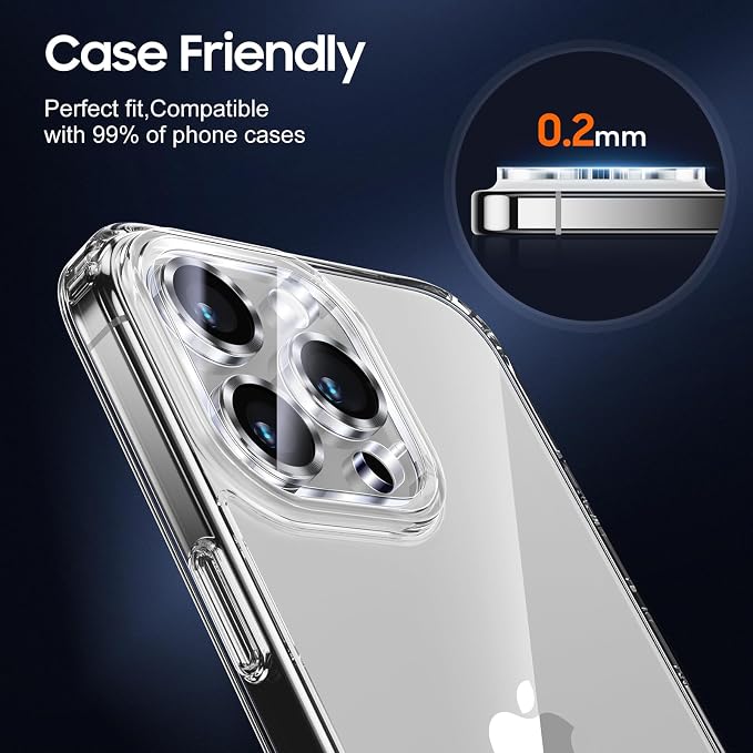 UniqueMe for 3 Pack iPhone 15 Pro/15 Pro Max Camera Lens Protector-White | Drop Protection, Case Friendly, 9H Tempered Glass, Camera Cover Screen, 2023 New Version - Image 6