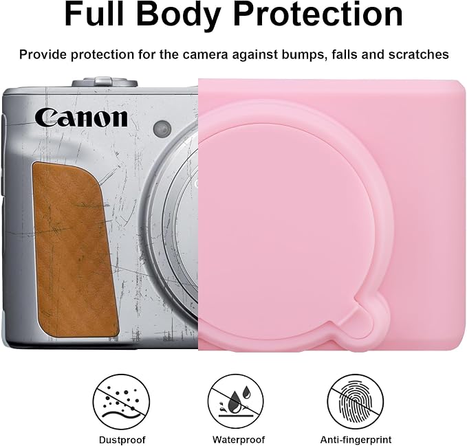 BOVKE Silicone Camera Case for Canon PowerShot SX740 / SX730 Digital Camera, SX740 HS Soft Protective Case Cover Rubber Camera Slim Fit Sleeve with Removable Lens Cover, Pink - Image 3