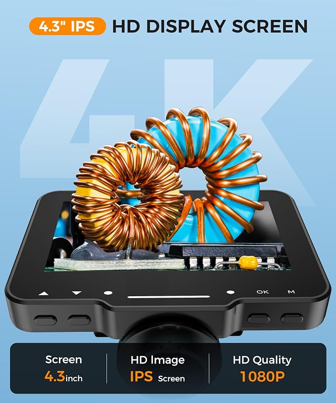 PalliPartners Digital Microscope for Coins with Light HD Screen | 4.3 Inch 1080P HD Screen, 10MP Camera, 1-1000X Zoom. Wireless USB Digital Microscope with Video Recorder for Inspection - Image 2